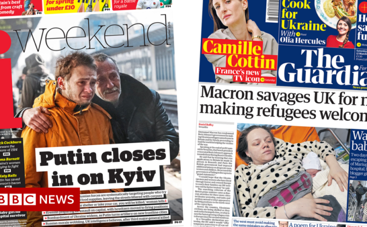  The Papers: Kyiv faces siege and UK under fire over refugees