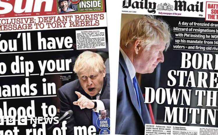  Newspaper headlines: Johnson ‘fights for life’ and ‘stares down mutiny’