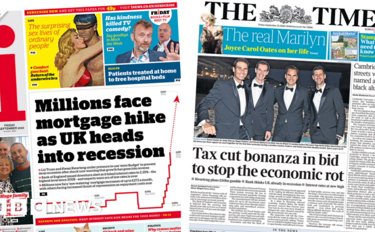  The Papers: 'UK heads into recession' and 'tax cut bonanza'