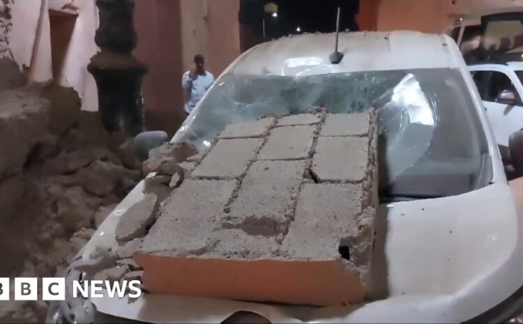  Piles of rubble left in street after deadly Morocco quake