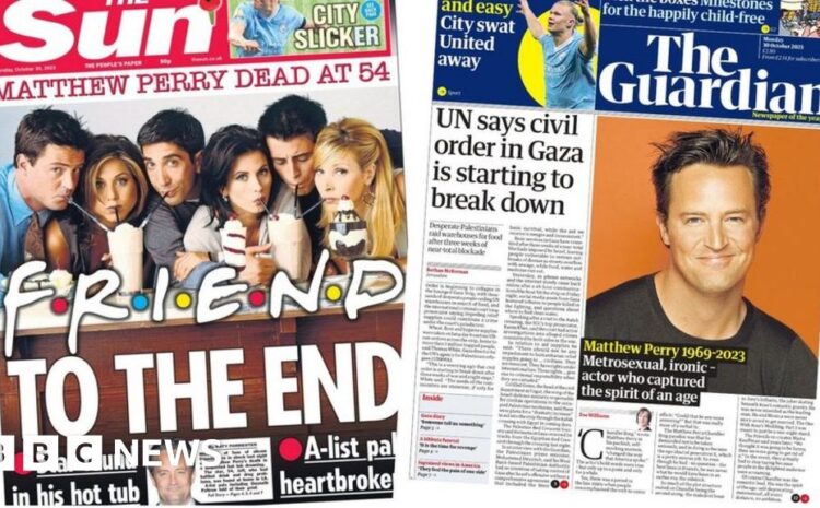  Newspaper headlines: Tributes paid to Matthew Perry and UN Gaza warning