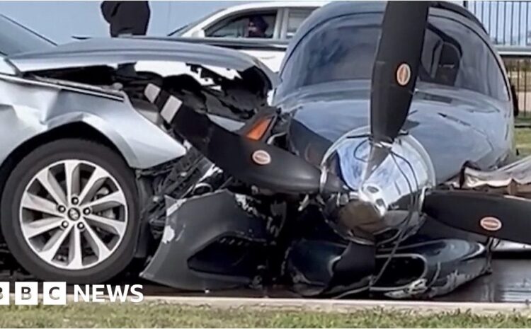  Watch: Propeller plane misses runway and crashes into car in Texas