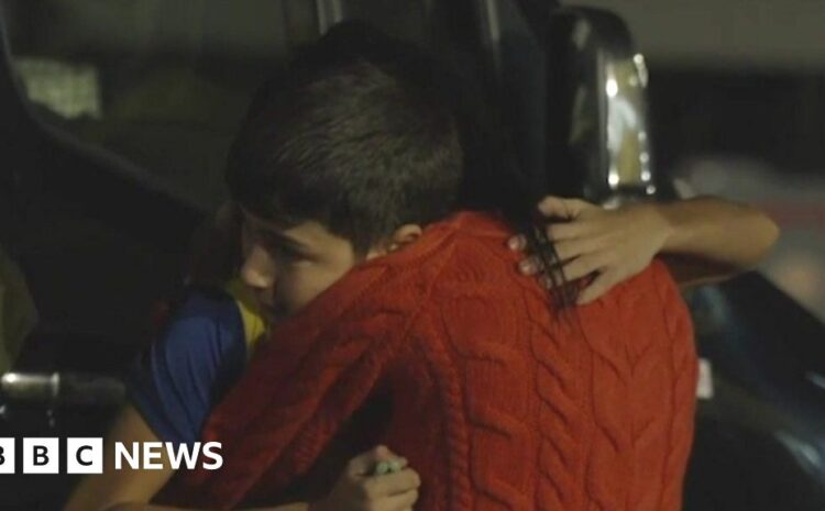  Released 12-year-old Israeli hostage hugs mum