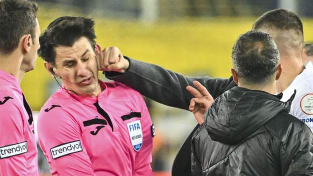  Referee punched: Turkish FA halts league football after club president hits Super Lig official