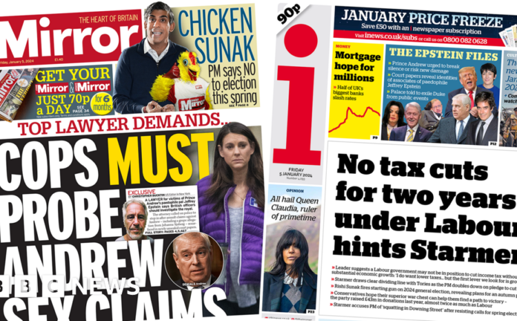  The Papers: Prince Andrew claims and 'no Labour tax cuts'