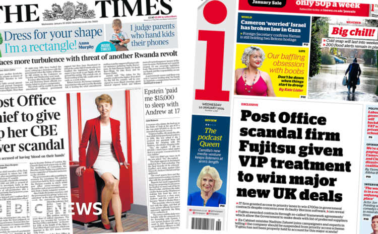  Newspaper headlines: Vennells returns CBE and Fujitsu’s public contracts