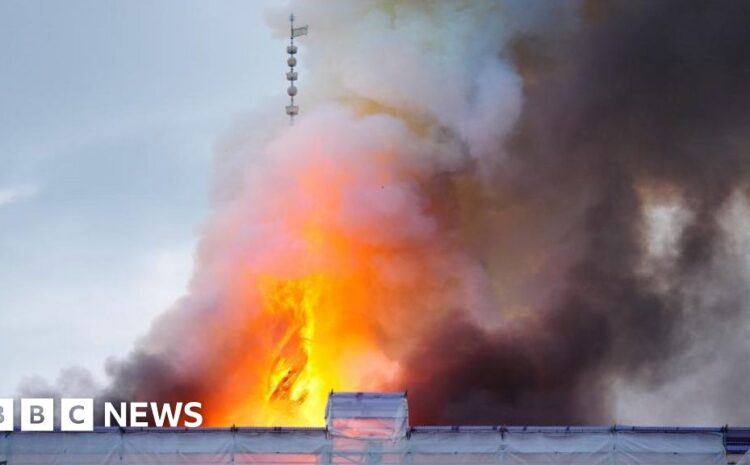  Copenhagen's historic stock exchange in flames 